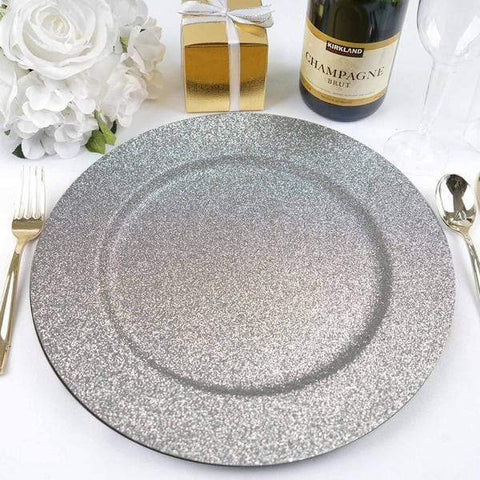 13" Glitter Silver Round Charger Plates