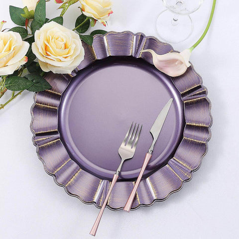 6 pcs 13" Round Scalloped Trim Charger Plates