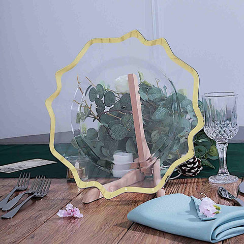 6 pcs 13 in Clear Round Scalloped Trim Plastic Charger Plates