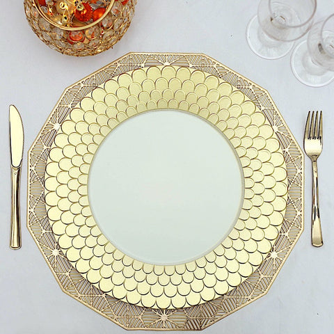 6 pcs 13 in Round Scale Trim Plastic Charger Plates