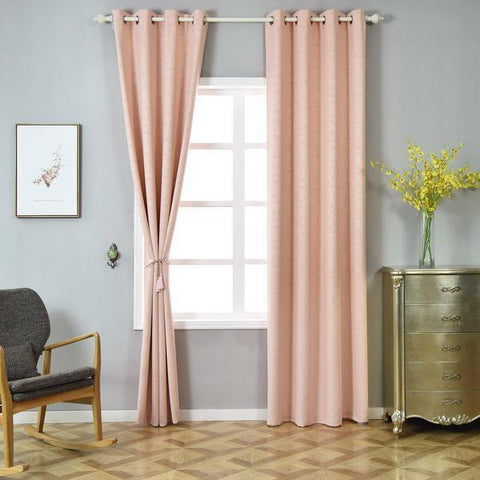 52" x 96" Blush Embossed Blackout Window Curtains 