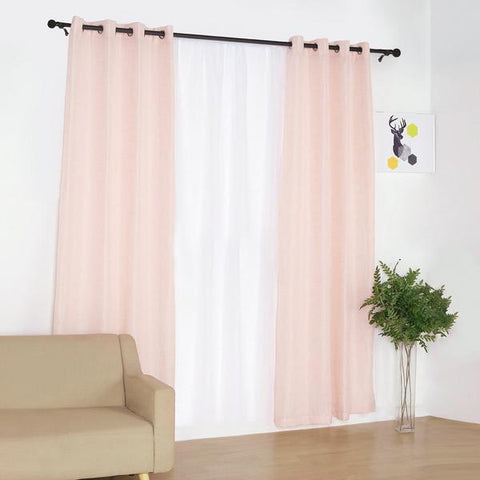 2 52x96 in Faux Linen Curtains with Chrome Grommets