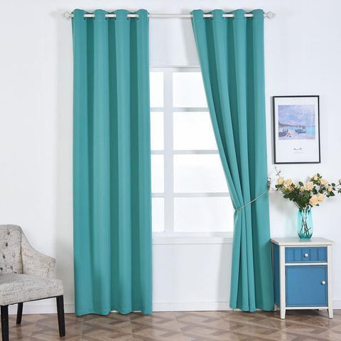 52" x 108" Turquoise Polyester Blackout Window Curtain