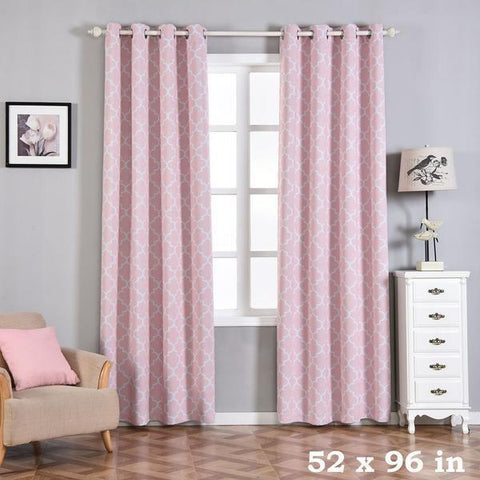 52" x 96" Blush Lattice Design Blackout Window Curtain