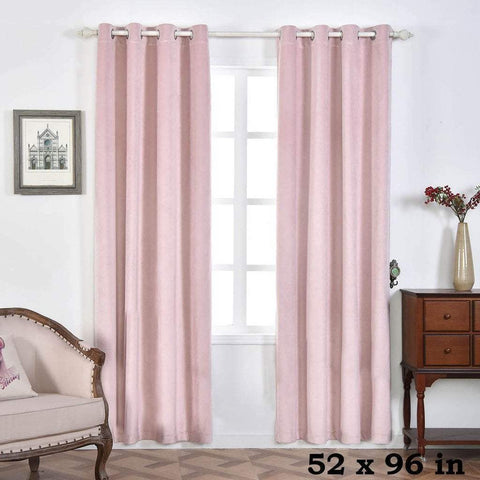 52" x 96" Blush Premium Velvet Blackout Window Curtains Drapes