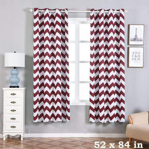 52" x 84" Burgundy Chevron Blackout Window Curtains 