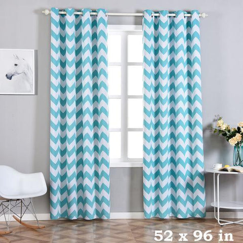 Turquoise Chevron Blackout Window Curtains Drape