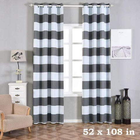 52 x 108 in Cabana Stripe Curtains Drapes Panels with Grommet Window