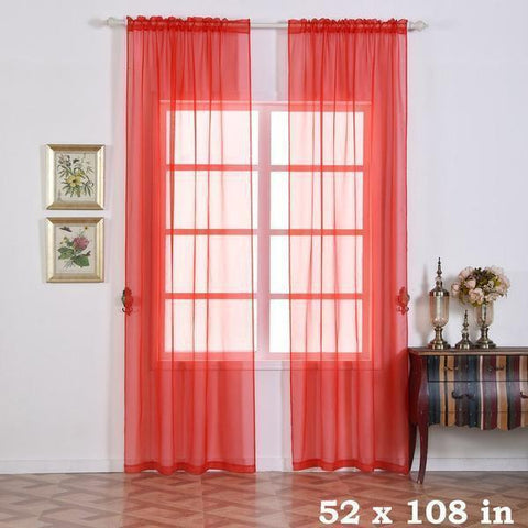 52 x 108-Inch Coral Sheer Organza Backdrop Window Drapes 