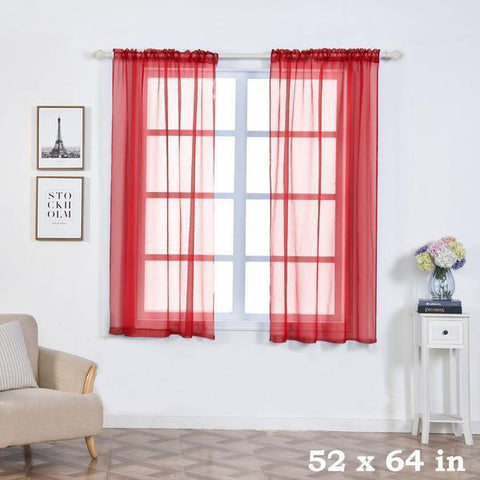 52 x 64-Inch Red Sheer Organza Backdrop Window