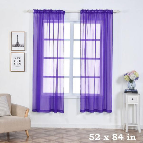 52 x 84-Inch Purple Sheer Organza Backdrop Window Drapes 