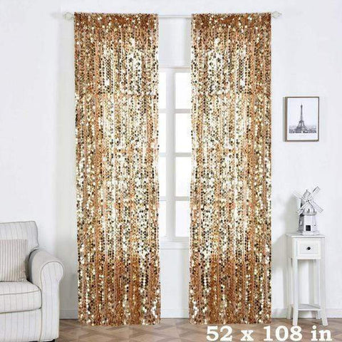 52" x 108" Gold Big Payette Sequin Window Curtains Drapes