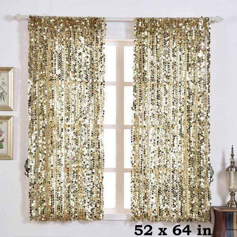 Champagne Big Payette Sequin Window Curtains Drapes Panel