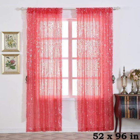 52" x 96" Coral Big Payette Sequin Window Curtains