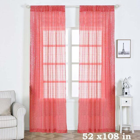 52" x 108" Coral Sequined Window Curtain