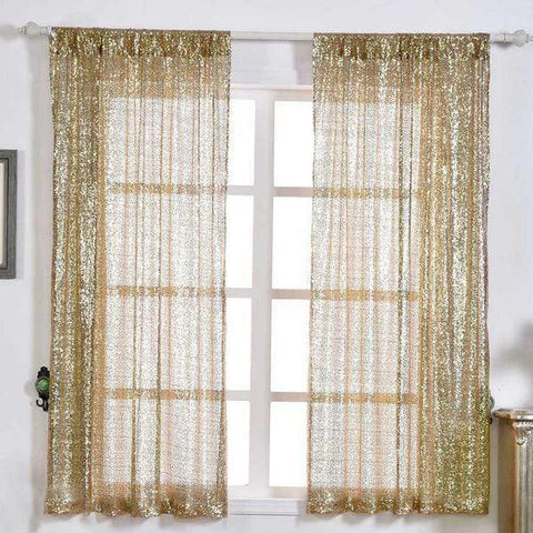 52" x 64" Champagne Sequined Window Curtains 
