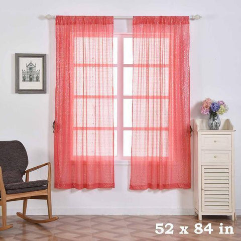 52" x 84" Coral Sequined Window Curtains