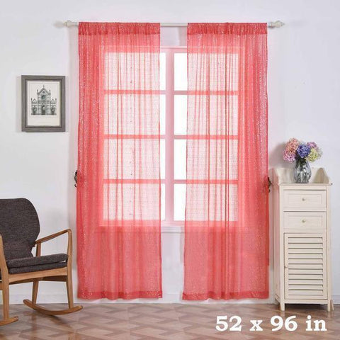 52" x 96" Coral Sequined Window Curtains 