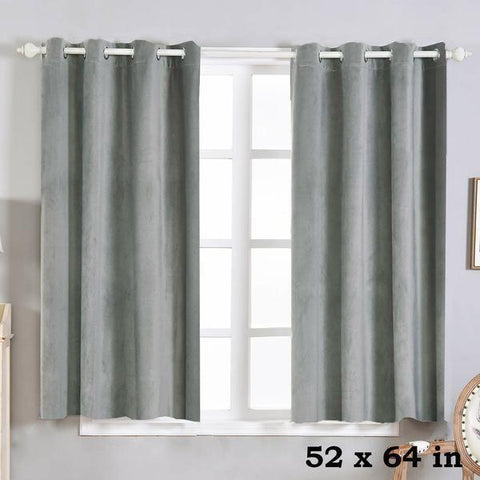  52" x 64" Charcoal Grey Premium Velvet Blackout Window Curtains