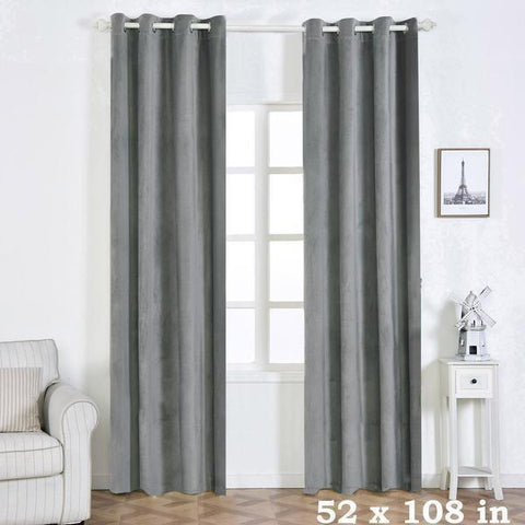 52" x 108" Charcoal Grey Soft Velvet Blackout
