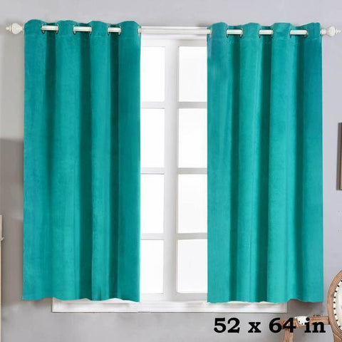 52" x 64" Teal Soft Velvet Blackout Window Curtain