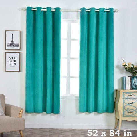 52" x 84" Teal Soft Velvet Blackout Window Curtains