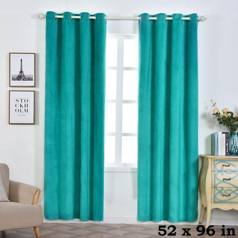 52" x 96" Teal Soft Velvet Blackout Window Curtains