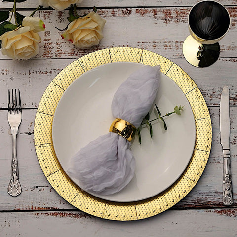 13 in Round Disposable Paper Charger Plates with Dotted Trim
