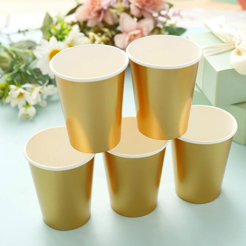 24 Metallic 9 oz All Purpose Disposable Paper Drinking Cups