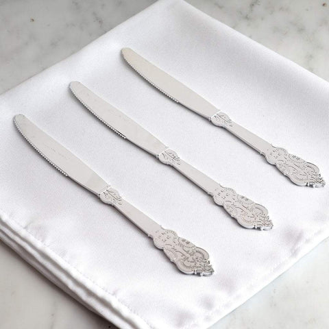 24 pcs 8 in long Metallic Disposable Plastic Party Knives