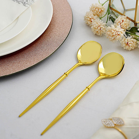 24 Metallic 8 in Plastic Spoons Disposable Cutlery