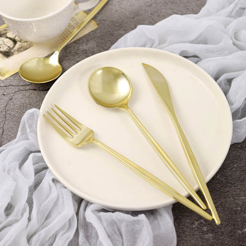 24 Disposable Premium Plastic Cutlery Spoon Fork and Knife Set