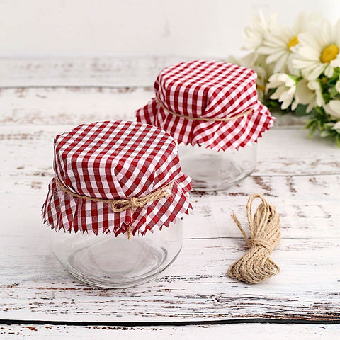 6 in Checkered Gingham Polyester Fabric Jar Covers