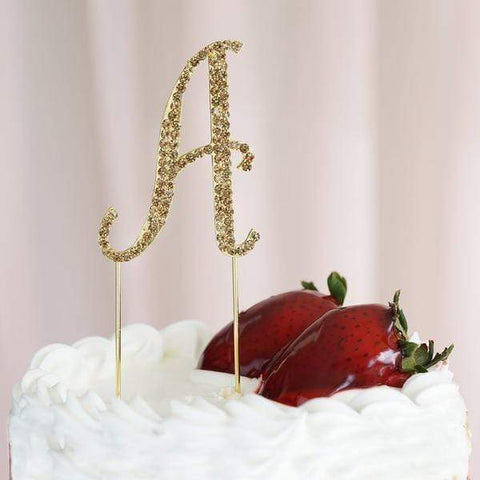 Gold Letter Rhinestone Cake Topper
