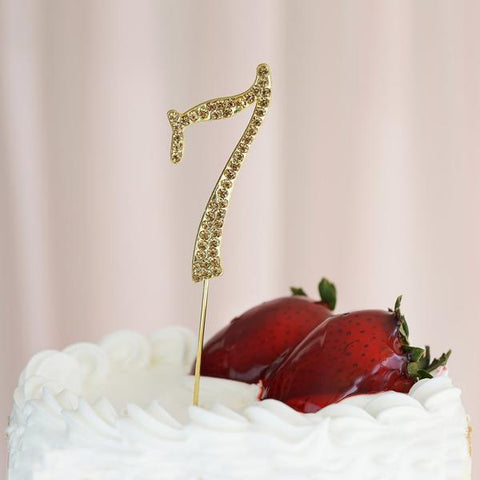 Gold Number Rhinestone Cake Topper