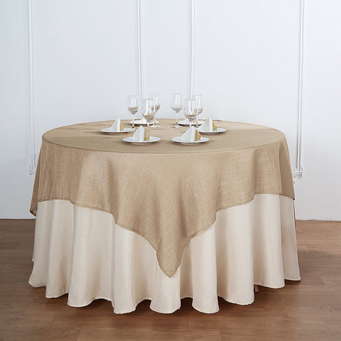 72x72 inches Premium Faux Burlap Polyester Square Table Overlays