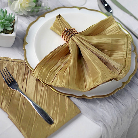 5 Crinkled Accordion Taffeta Dinner Table Napkins