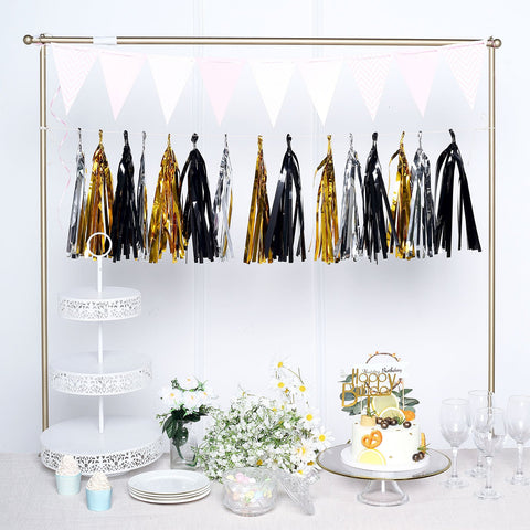 5 Metallic Foil Tassels Hanging Garland Fringe Banner
