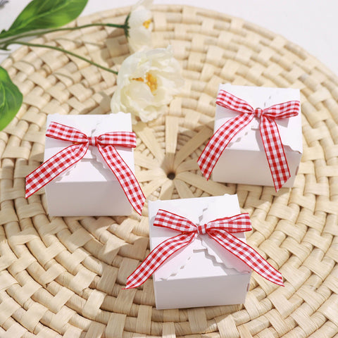 50 Gingham Checkered Pre Tied Ribbon Twist Tie Bows