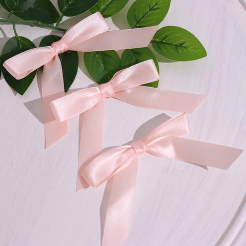 50 Pre Tied Mini Satin Ribbon Twist Tie Bows