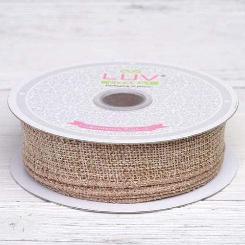 7/8 inch x 10 yards Natural Brown Burlap Wired Edge Ribbon