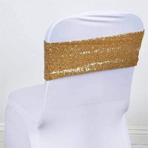 Gold Sequin Spandex Chair Sashes