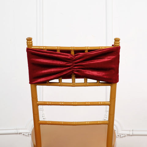 5 pcs Velvet Ruffled Stretch Chair Sashes