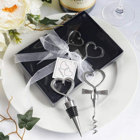 Heart Wine Set of Bottle Stopper and Opener with Gift Box