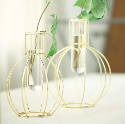 Gold Metal Geometric Vases