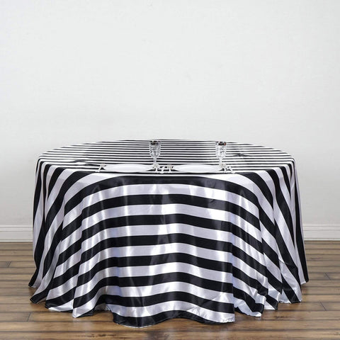 120 in Stripes Satin Round Tablecloth