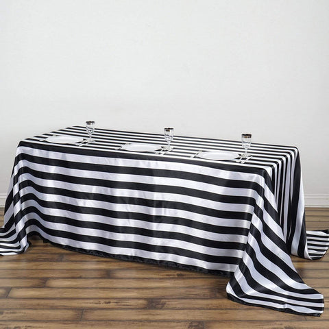 90x132" Stripes Satin Rectangle Tablecloth