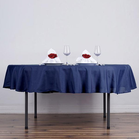 90 inch Navy Blue Polyester Round Tablecloth