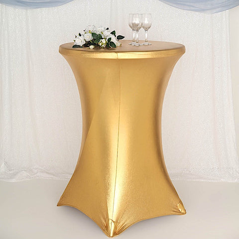 Metallic Premium Cocktail Table Cover Fitted Spandex Tablecloth