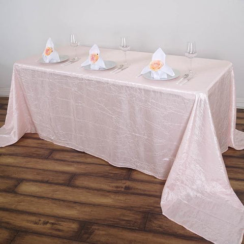 90 x 156 inch Blush Crinkle Taffeta Tablecloth